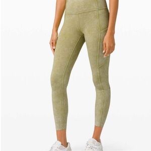 Lululemon Fast and Free High Rise Tight 25" *Ice Dye Ice Wash Hazel Green size 6